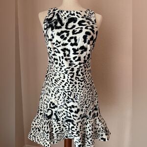 NWT Keepsake the label Borderline dress  fit and flare snow leopard print dress